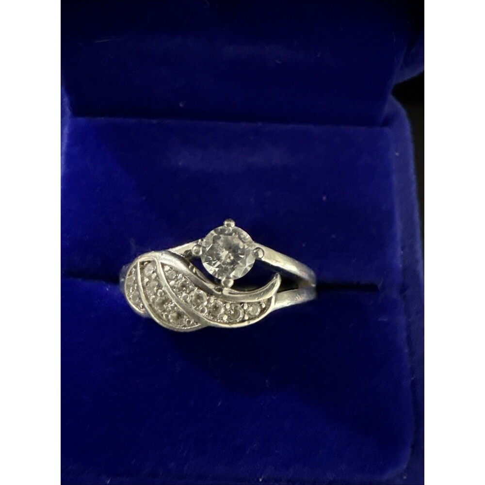 925 Silver Cubic Zircon & Lab Diamond Full Filled Angel Wing Design Ring Sz10.25